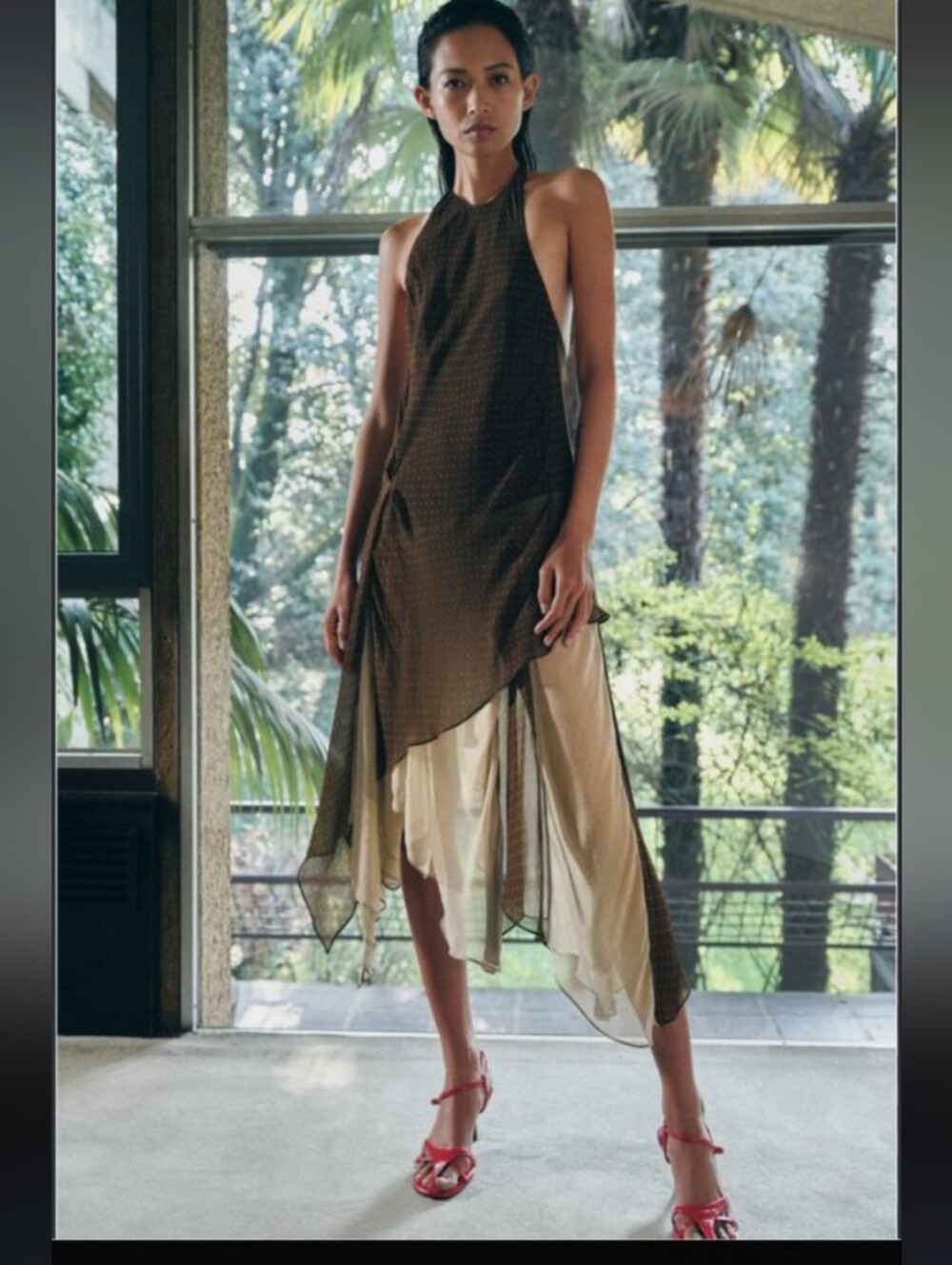 Zara ZW Collection Assymetric Contrast Dress